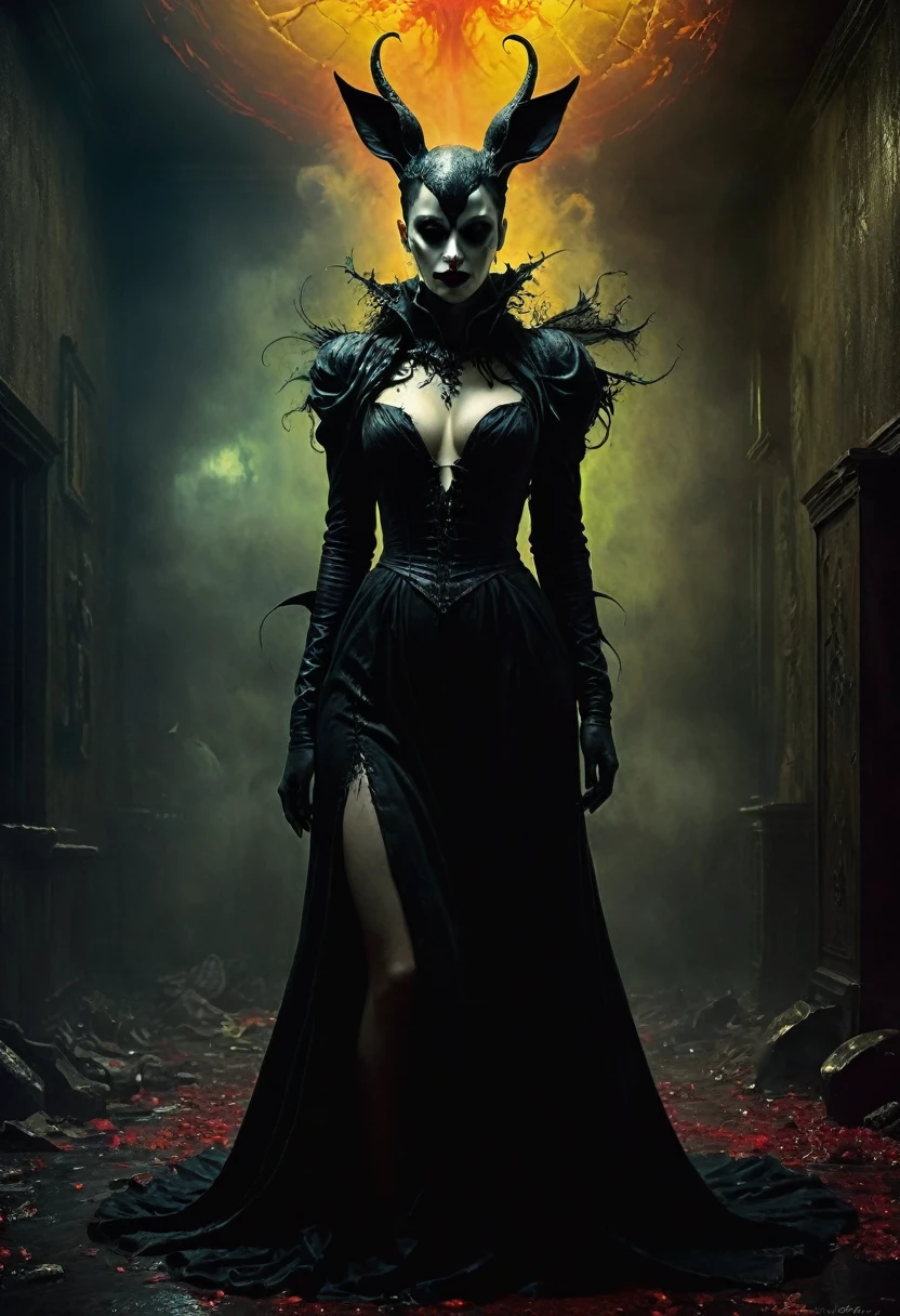 You sculpted the body, put it on the line, Love, which did not want this, Stayed with you and flew away, To where no one ever suffers, To someone who will never know, Love is the color of pain, She moaned so much, screamed so much, that I felt it in my body. Dark Ambient Dark Fantasy. Best quality, relief, dark gothic, conceptual art, Psychedelic, post-apocalyptic, sinister, Oil painting, light gentle shadows, + 36.5mm f0 cinematic quality, + Peter style Elson, Ryohei Hase, Raphael Sanzio, Pino Daeni, Charlie Bowett, Albert Joseph Peno, Ray Caesar, (full length, Wide angle, centered, no cropping) - AR 9:16 - from 1:2