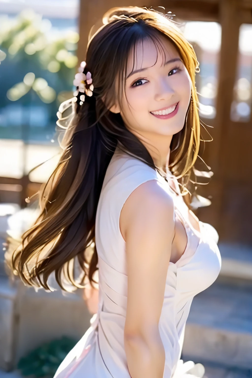 ((mejor calidad)), ((obra maestra)), (detallado) mejor calidad, Asian woman, bella, linda, saltando alegre, feliz, alegre