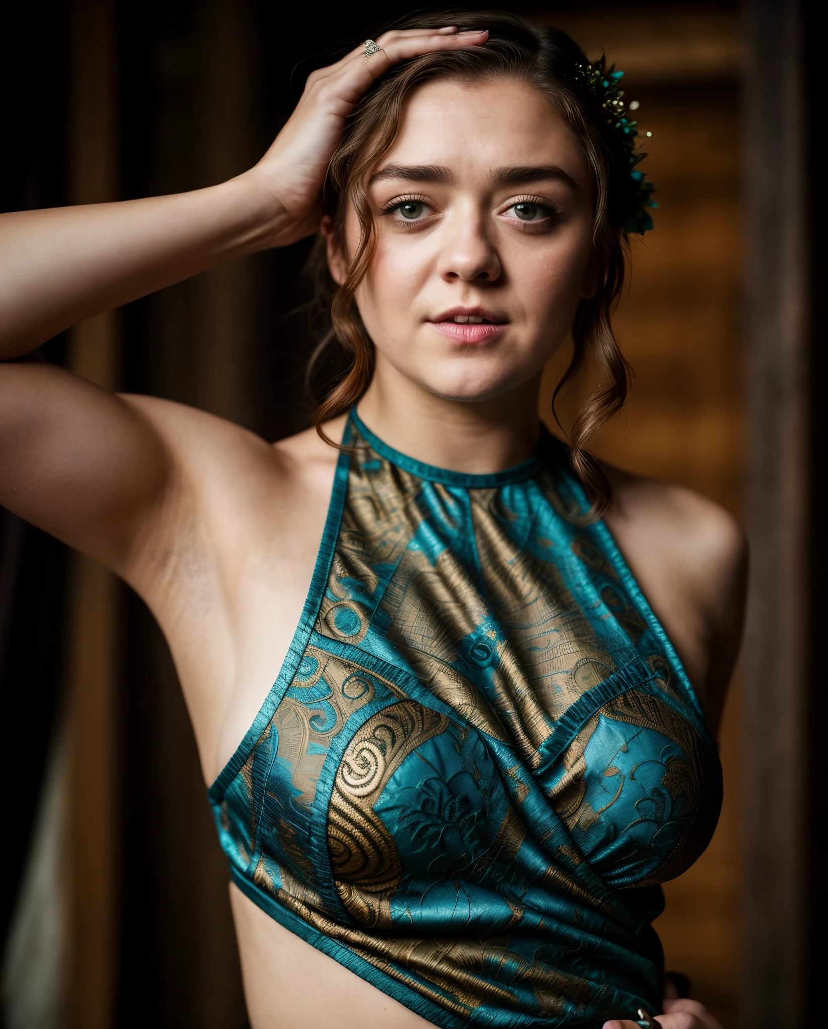 Foto RAW, Arya Stark, Stunning Beauty, Ravishing, Enchantress, Extremely gorgeous lady, Arya Stark PLAYED BY MAISIE WILLIAMS, Queen Arya Stark, she a mature woman now, milf, sexy mediaeval battle dress, gladiator woman, body, 40 years old Woman, Roman slave dress, cotton dress, busty mediaeval costumes, body revealing costumes, perky breast, big natural breast, erotic costumes, lusty physique, seductive figure can capture every people's attention, Game of thrones costumes, revealing captivating figure, Mediaeval costumes, revealing clothes, A tomboy, she would rather fence than dance, warrior queen , game of thrones screen caps, Game of Thrones Series, (pele altamente detalhada: 1.2), 8k UHD, DSLR, soft-lighting, alta qualidade, grain of film, Fujifilm XT3, flawless picture, highly detailed, detailed Beauty, intricate, 32k, sharp picture,