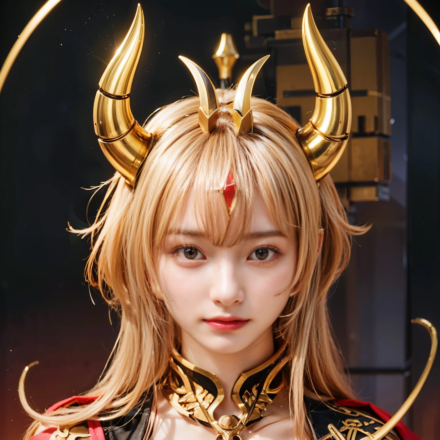 Top Quality, Masterpiece, Ultra High Resolution, (Photorealistic: 1.4), Raw Photo, 1 Girl, Black Hair, Glossy Skin, 1 Mechanical Girl, (Ultra Realistic Details)), Portrait, Global Illumination, Shadows, Octane Rendering, 8K, Ultra Sharp, Colossal, Cleavage Exposed Raw Skin, Metal, Intricate Ornament Details, Egyptian Details, Very intricate details, realistic light, CGSoation trend, purple eyes, glowing eyes, facing the camera, neon details, mechanical limbs, blood vessels connected to the tube, mechanical vertebrae attached to the back, mechanical cervical attachment to the neck, sitting, wires and cables connecting to the head, evangelion, small LED lamp,