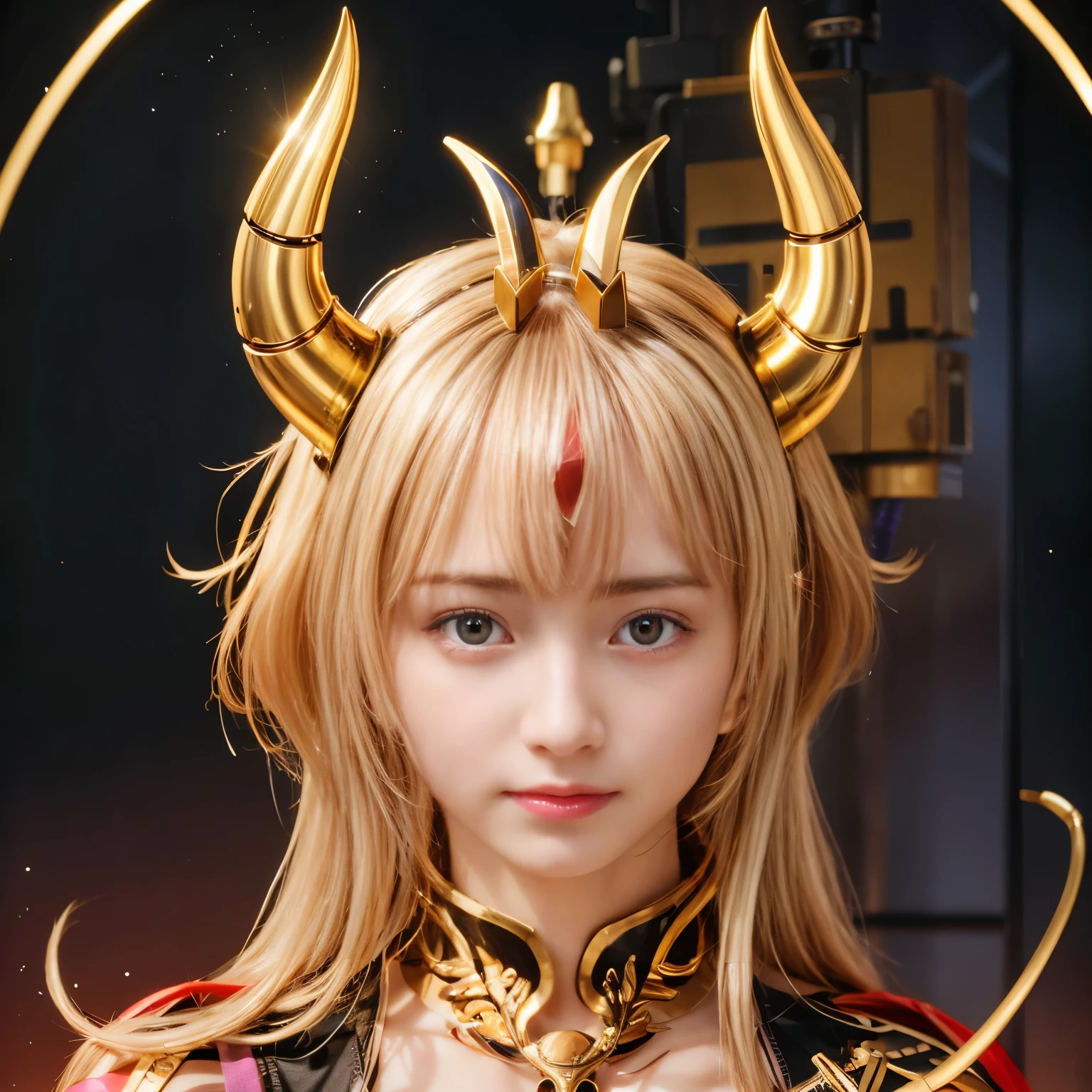 Top Quality, Masterpiece, Ultra High Resolution, (Photorealistic: 1.4), Raw Photo, 1 Girl, Black Hair, Glossy Skin, 1 Mechanical Girl, (Ultra Realistic Details)), Portrait, Global Illumination, Shadows, Octane Rendering, 8K, Ultra Sharp, Colossal, Cleavage Exposed Raw Skin, Metal, Intricate Ornament Details, Egyptian Details, Very intricate details, realistic light, CGSoation trend, purple eyes, glowing eyes, facing the camera, neon details, mechanical limbs, blood vessels connected to the tube, mechanical vertebrae attached to the back, mechanical cervical attachment to the neck, sitting, wires and cables connecting to the head, evangelion, small LED lamp,