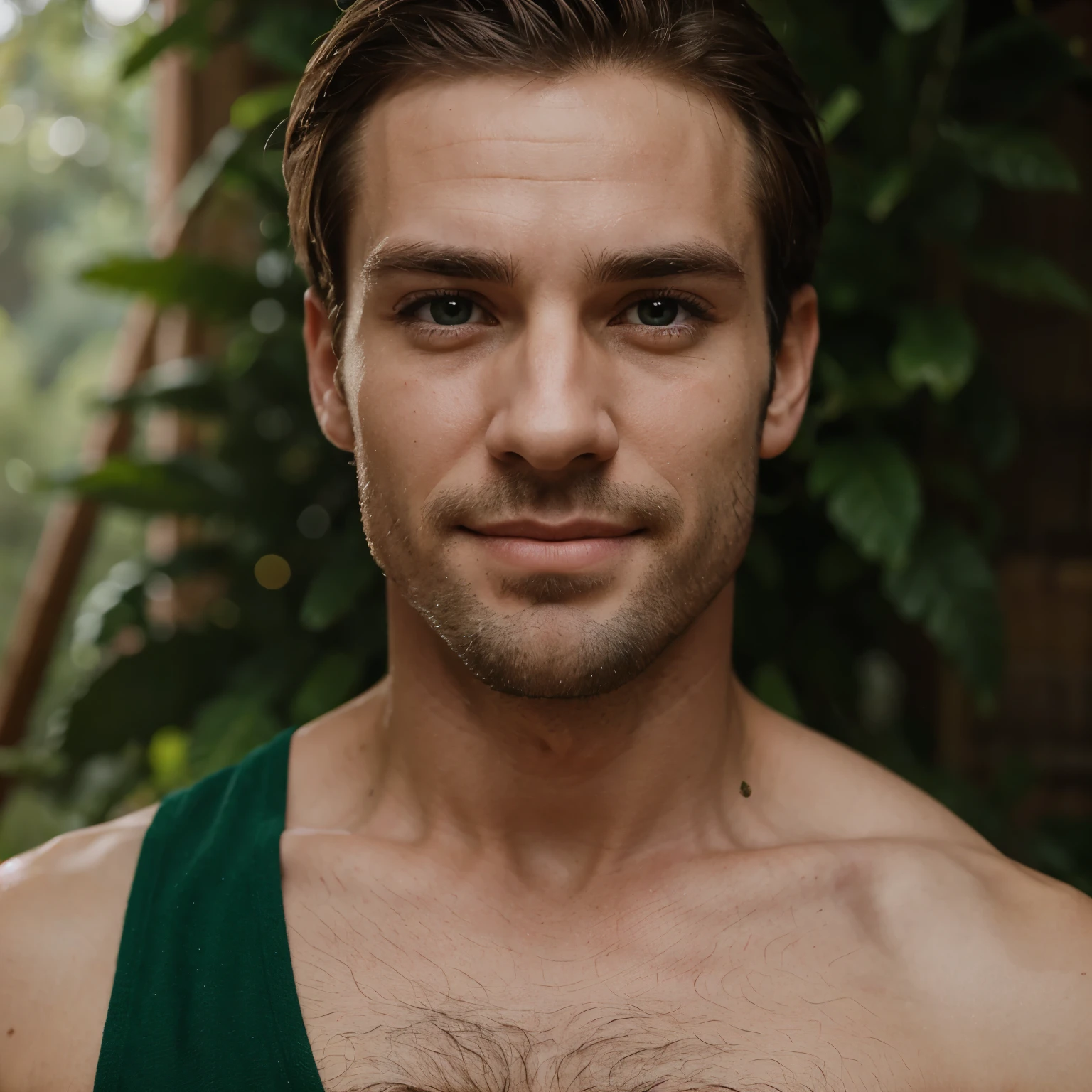Young cute beautiful skinny gay man without a beard, 26 years old, abused by three big men with beards, 40 years old, in the jungle, grabbing his arm