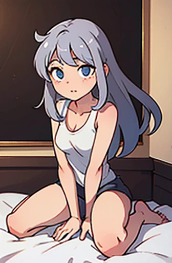 Garota de cabelos pretos longos, encima de uma cama, em um quarto, deitada encima de uma cama, camera angle 90° degrees, opening your legs towards the camera, with your right hand inside your black panties touching your pussy, se masturbando com seus dedos