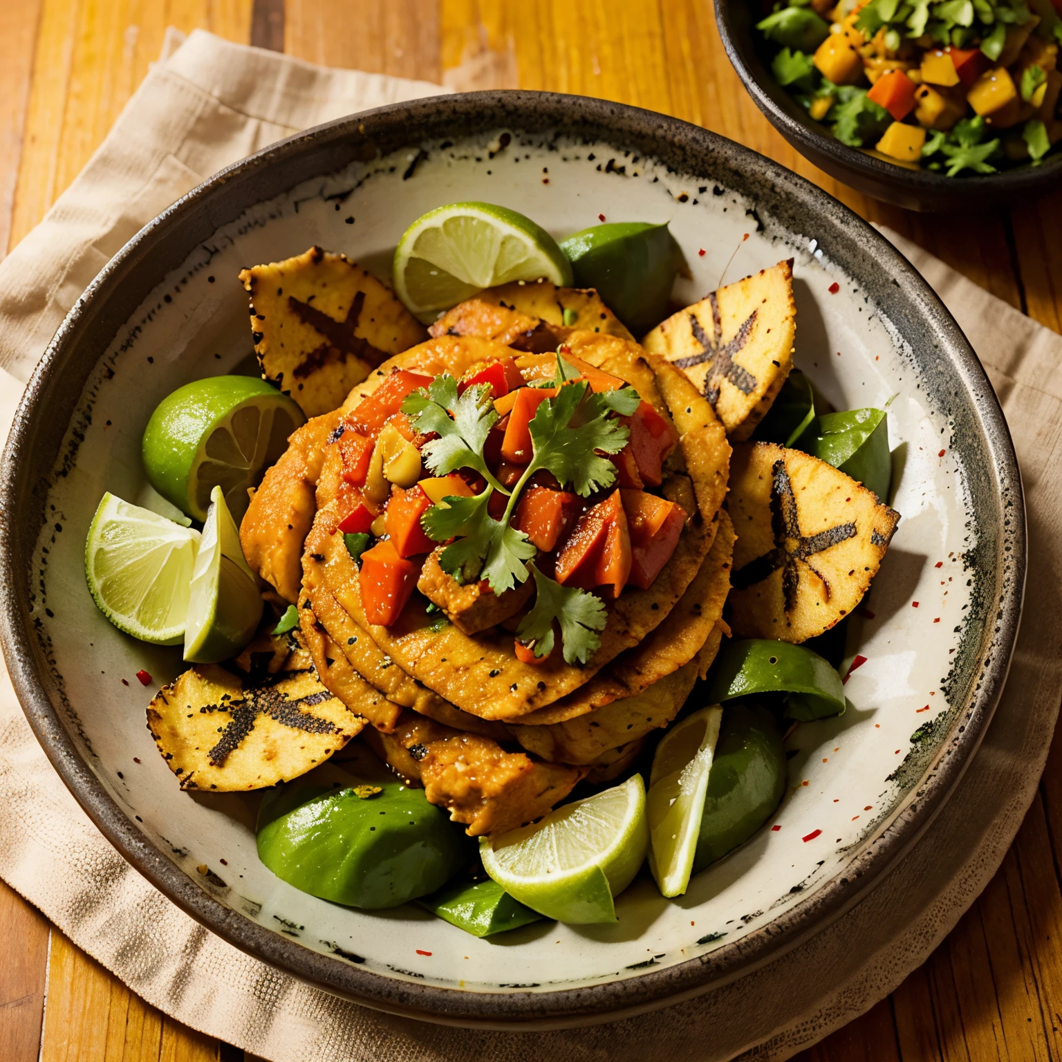 Bengali food dish potaos poppy with raw chilli