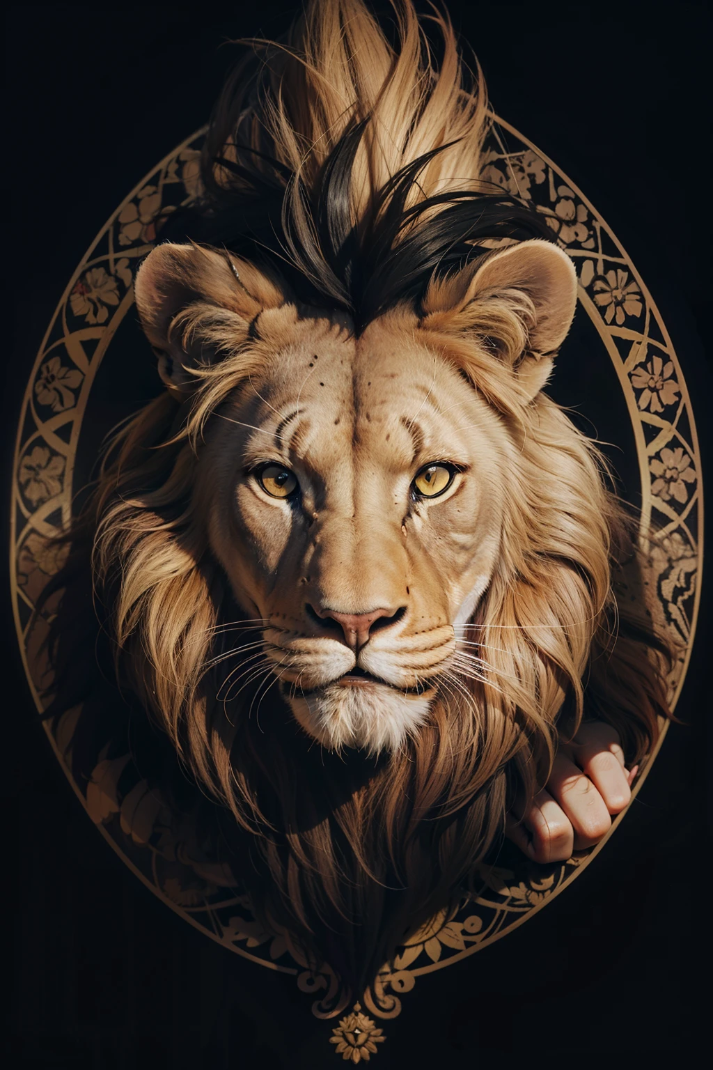 lion shape and inside a mandala to color

