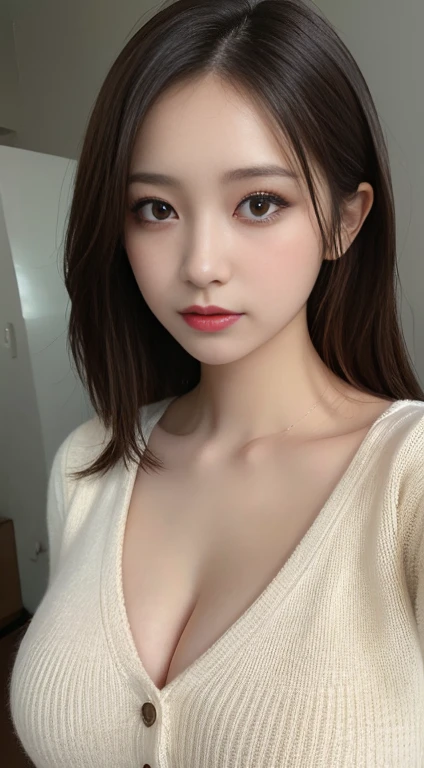 masutepiece, Best quality, illustration, Ultra-detailed, finedetail, A high resolution, 8K wallpaper, Perfect dynamic composition, Beautiful detailed eyes, Natural lips, sexy knitted dress , Big breasts, cleavage, Random sexy pose, full bodyesbian