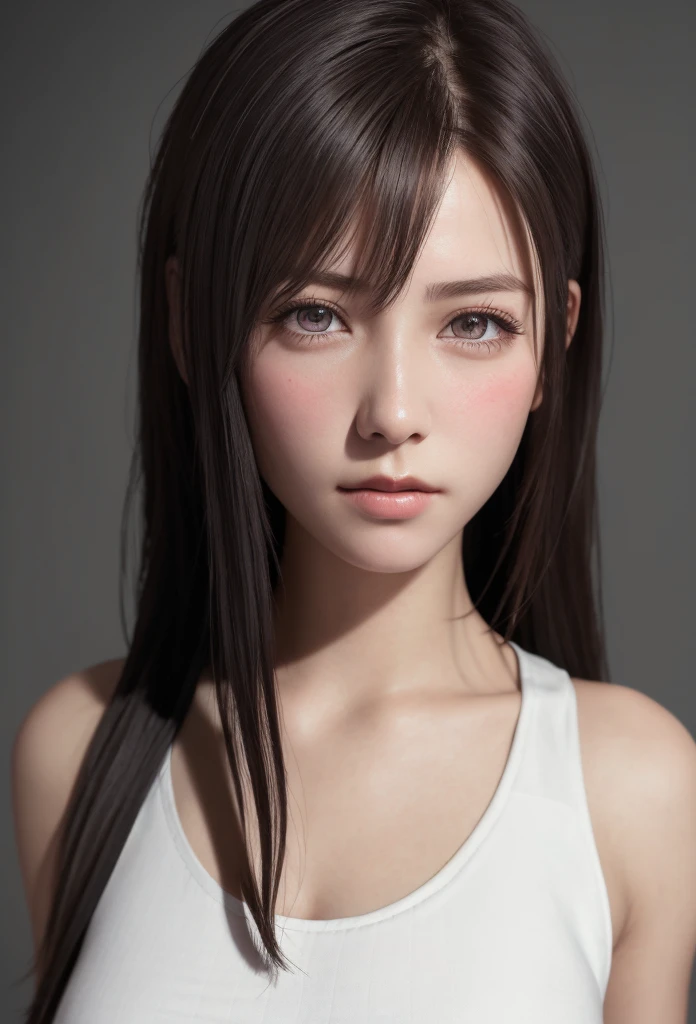 high quality picture, masutepiece, detailed hair texture, Detailed skin texture, Detailed Cloth Texture, 8K, Add fabric details, ultra detailed skin texture, ultra detailed photographic, Skin pores, Portrait of a girl, wearing tank top,