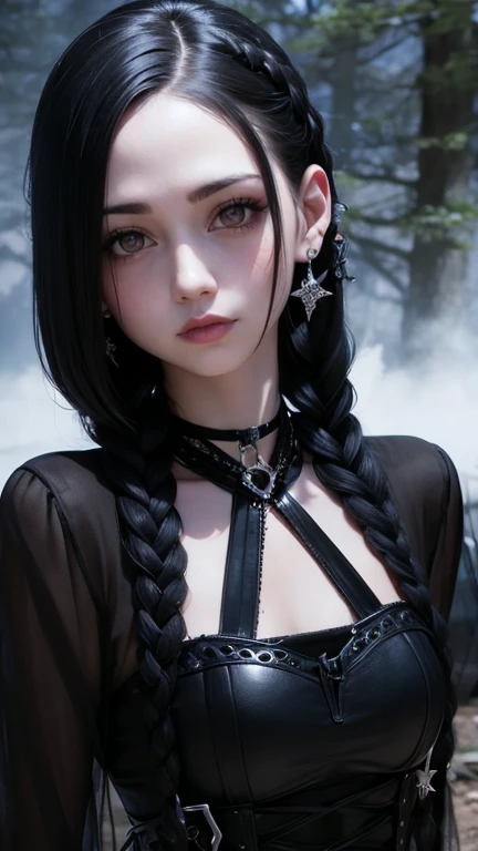 photorealistic goth girl with braids