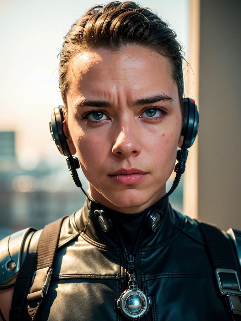(best quality, masterpiece, highest detailed), (photorealistic:1.2), raw photo, professional portrait, Cyborg male,  t-800 terminator ,  terminator, in police uniform,  (vibrant color), (intricate details), exposure blend, bokeh, dim light, (  hdr:1.4 ), high contrast, (muted colors, dim colors, soothing tones:1.3), low saturation, morbid