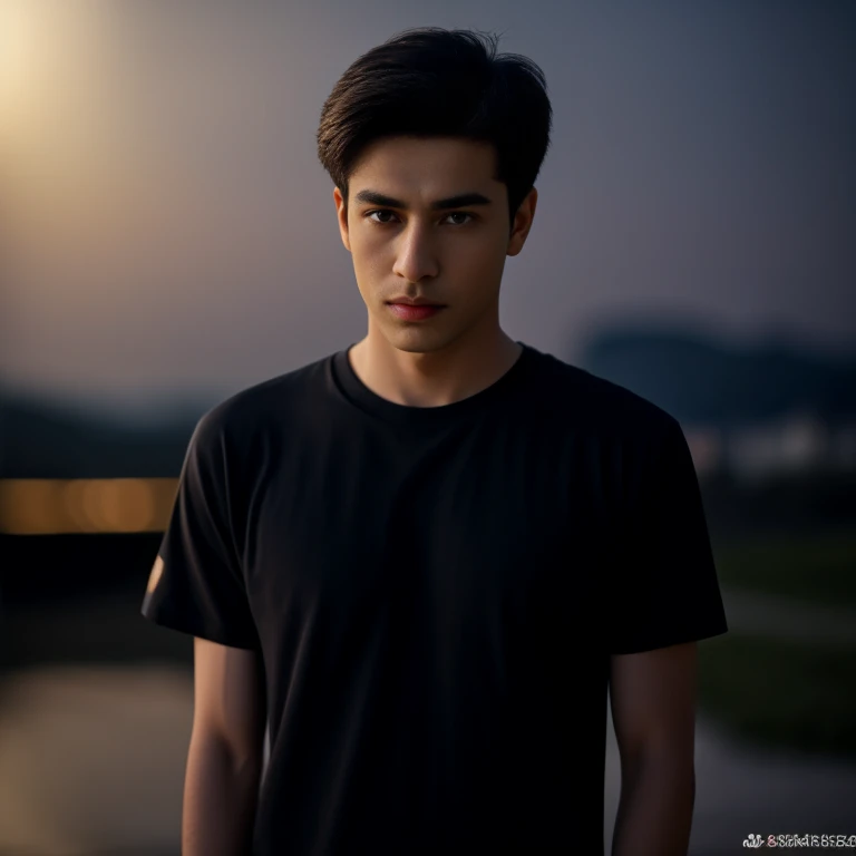 8K images, Shot with a high quality Fuji 45 camera..,000,Raw photo 000 pixels, best quality, Masterpiece:1.2), (realistic, photo-realistic:1.37), very detailed,Handsome man Aarav. 8k high quality photos., Action in various poses, alone, outdoor warm light,) night sky warm light,) wide aperture, professional lighting, Sony A7R4, Sesame lens taken with a 45" camera.,000,000,000 pixels Saengun,realistically,Wear a dark black t-shirt., Asian man, handsome man, Stylish,