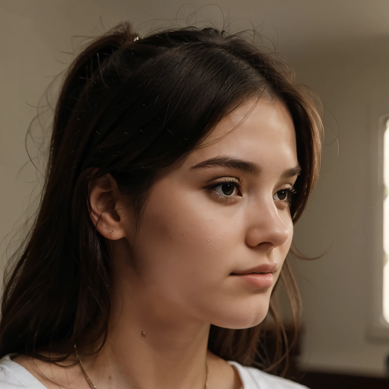 Young woman 18 years old photo realistic profile photo