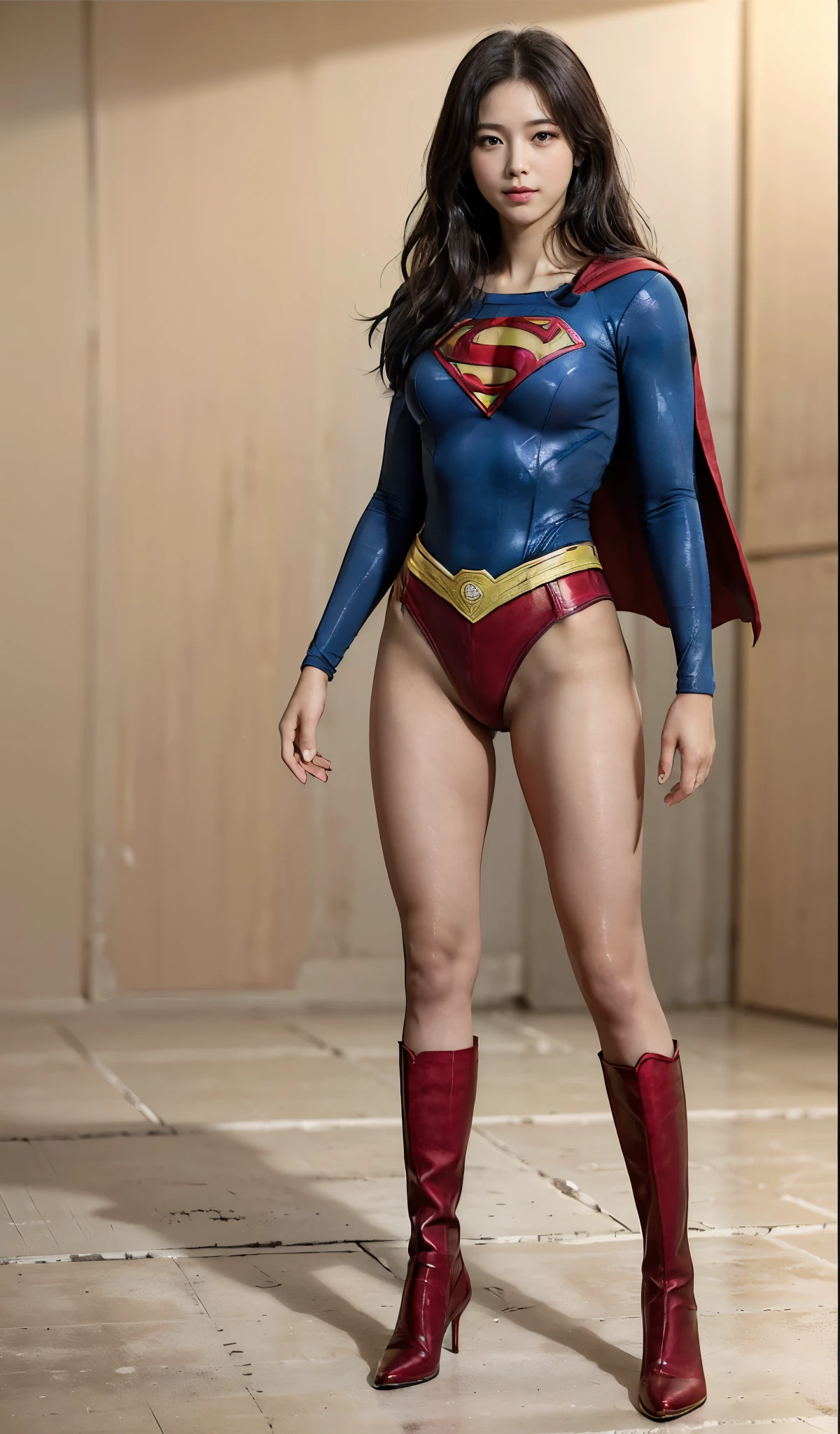 No background、(((Beautiful legs in black tights.)))、(((Legally express the beauty of your smile)))、((((Make the most of your original images)))、(((Body-fitting Supergirl costume)))、(((Supergirl Costume)))、(((Beautiful hair with twin tails)))、(((suffering)))、(((Please wear black tights....、Wear red boots)))、((Best image quality、8k))、((highest quality、8k、masterpiece:1.3))、(((Preserve background )))、Sharp focus:1.2、Beautiful woman with perfect figure:1.4、Slim Abs:1.2、Wet body:1.5、Highly detailed face and skin texture、8k