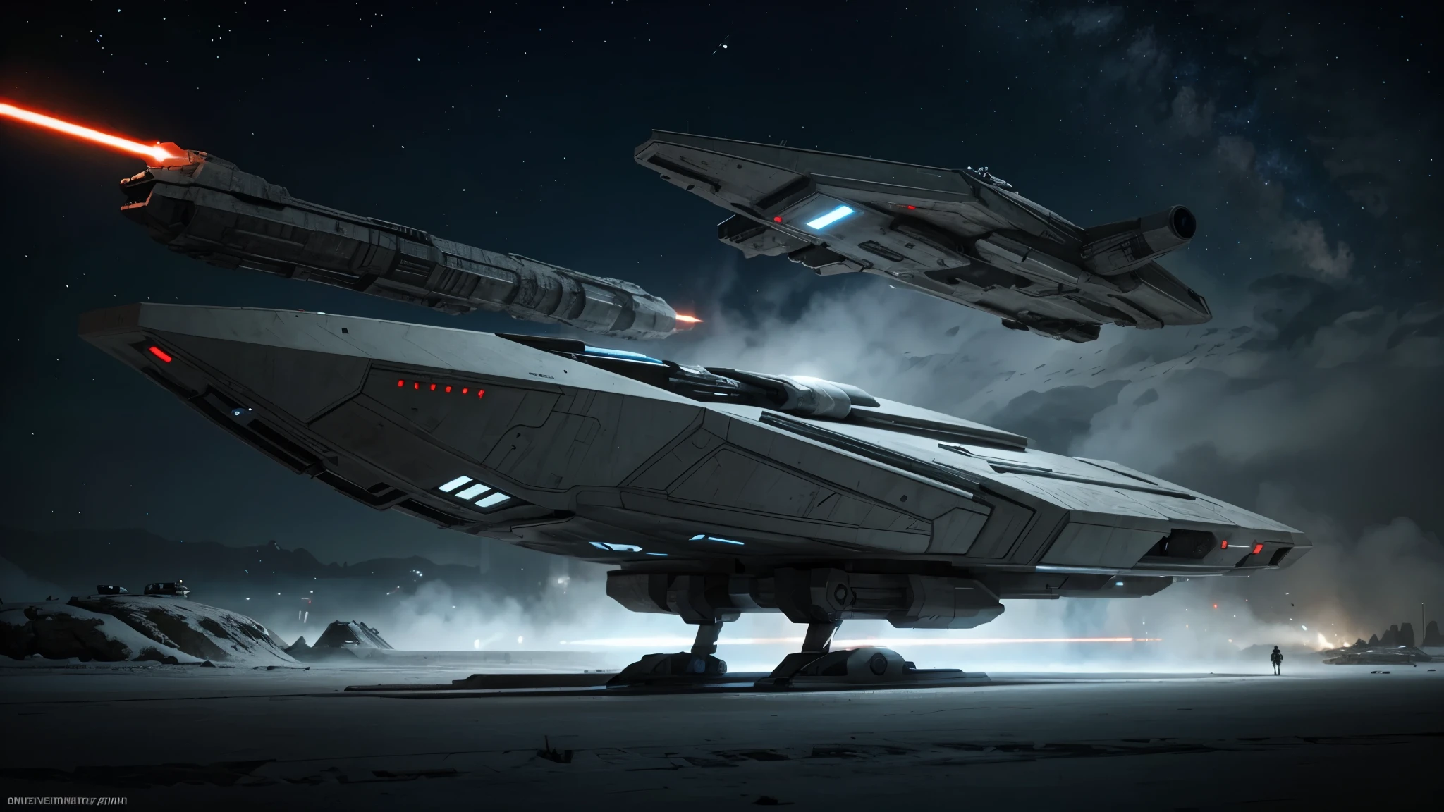 spaceship from the side, futuristic star wars style