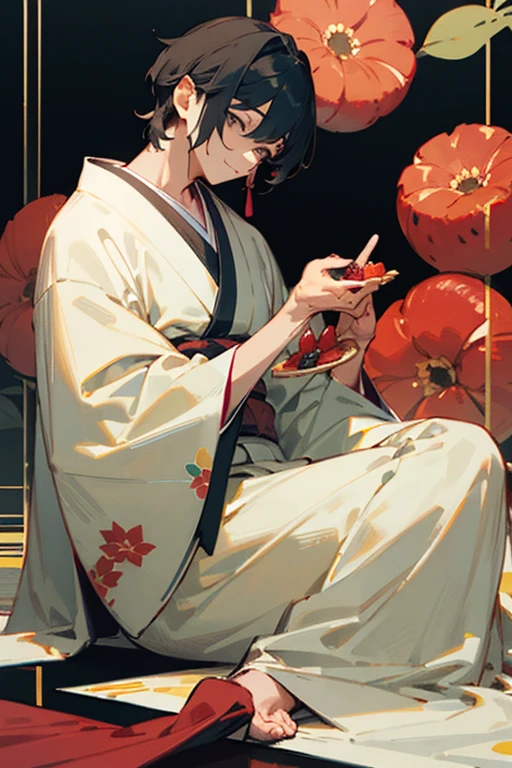 Fruit tart、kimono、male
