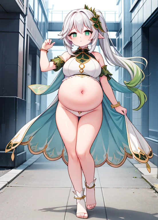 (Full body), An image of a pregnant girl using idol clothes that leave her belly on full display
