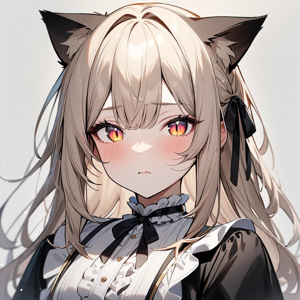 1girl,portrait,Cat ear,Slit pupil,masterpiece,best quality, very aesthetic,absurdres,highlight,center frills