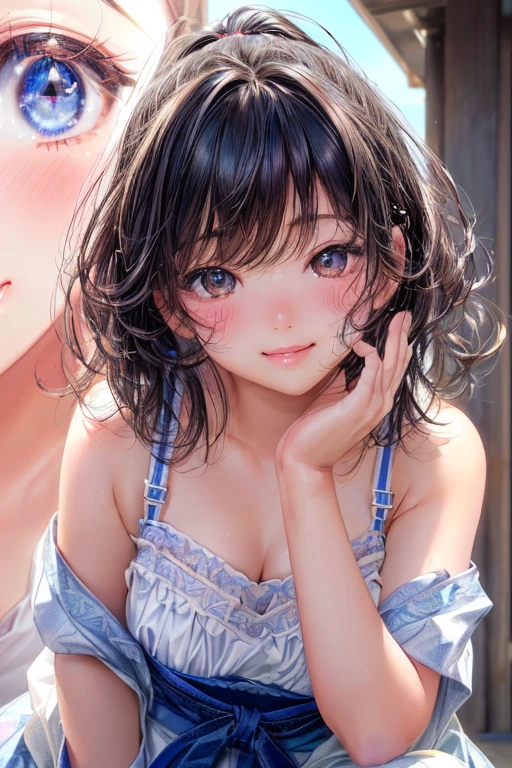 (超A high resolution、Photorealistic、Realistic、highest quality、Photorealistic)、
(((Skin with attention to detail))),(Real person,picture),
((Mix 4)),
(8k、RAW Photos、highest quality、masterpiece)、(1 Japanese Girl)、Photon Mapping、Radio City、Physically Based Rendering、Auto White Balance、((Face close-up、An unforgettable smile、Moist lips、short hair)))、
(blush|Cute and playful|Adorable|thin|Beautiful girl|12 years old|Childish appearance)、(((Look at the viewers)),((The iris and pupil are round,,The pupils reflect the surroundings,Eyes are not the same size)), ((((thin)))),underwear、lingerie、healthy、ponytail
