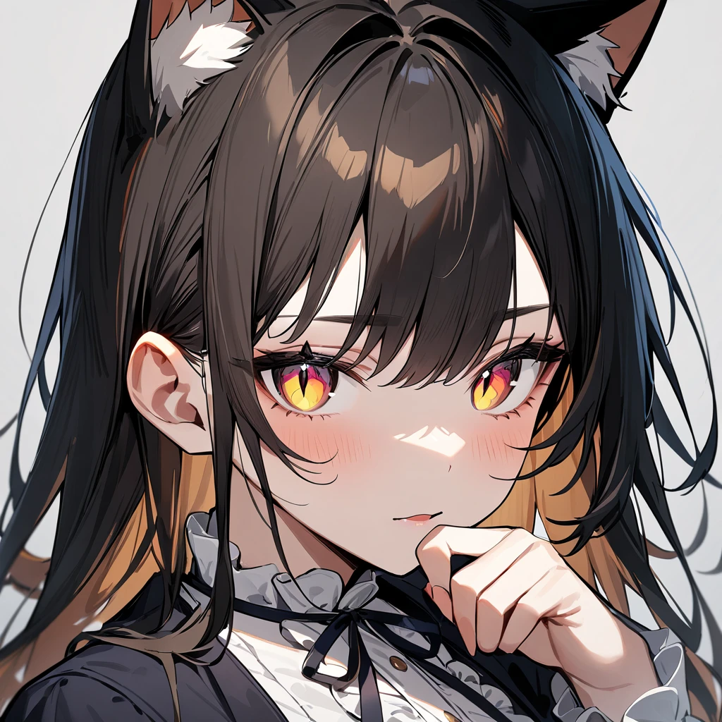 1girl,portrait,Cat ear,Slit pupil,masterpiece,best quality, very aesthetic,absurdres,highlight,center frills