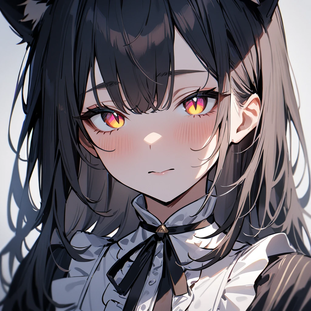 1girl,portrait,Cat ear,Slit pupil,masterpiece,best quality, very aesthetic,absurdres,highlight,center frills