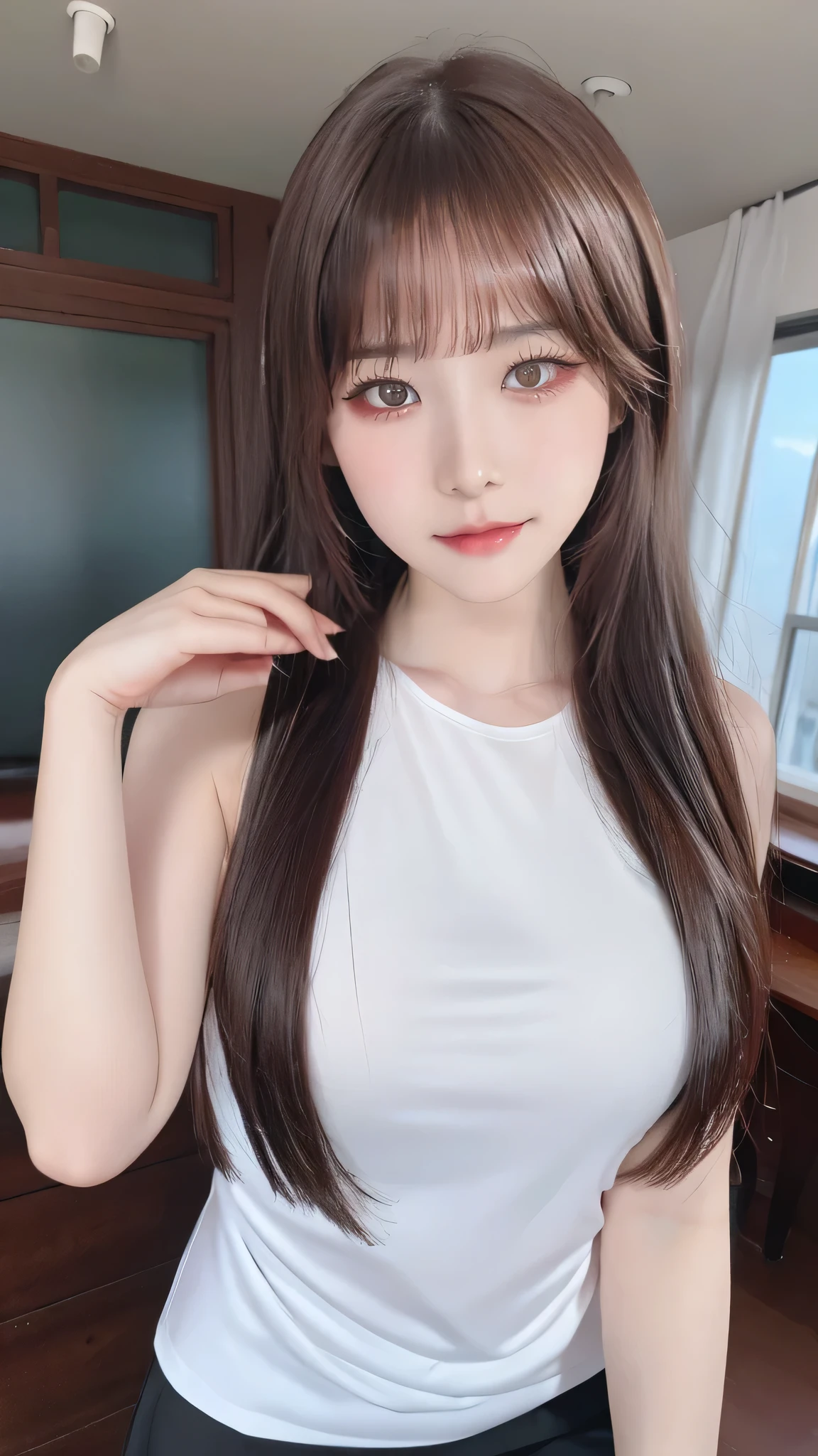 looking at viewer,high school girl,leaning forward,(random cute clothes),(random Lively pose),(Thin type),(large breasts),(random hairstyle),(Highest image quality, (8K), Ultra-realistic, Best Quality, High quality, High Definition, high quality texture, high detailing, Beautiful detailed, fine detailed, extremely details CG, Detailed texture, realistic representation of face, masterpiece, presence)