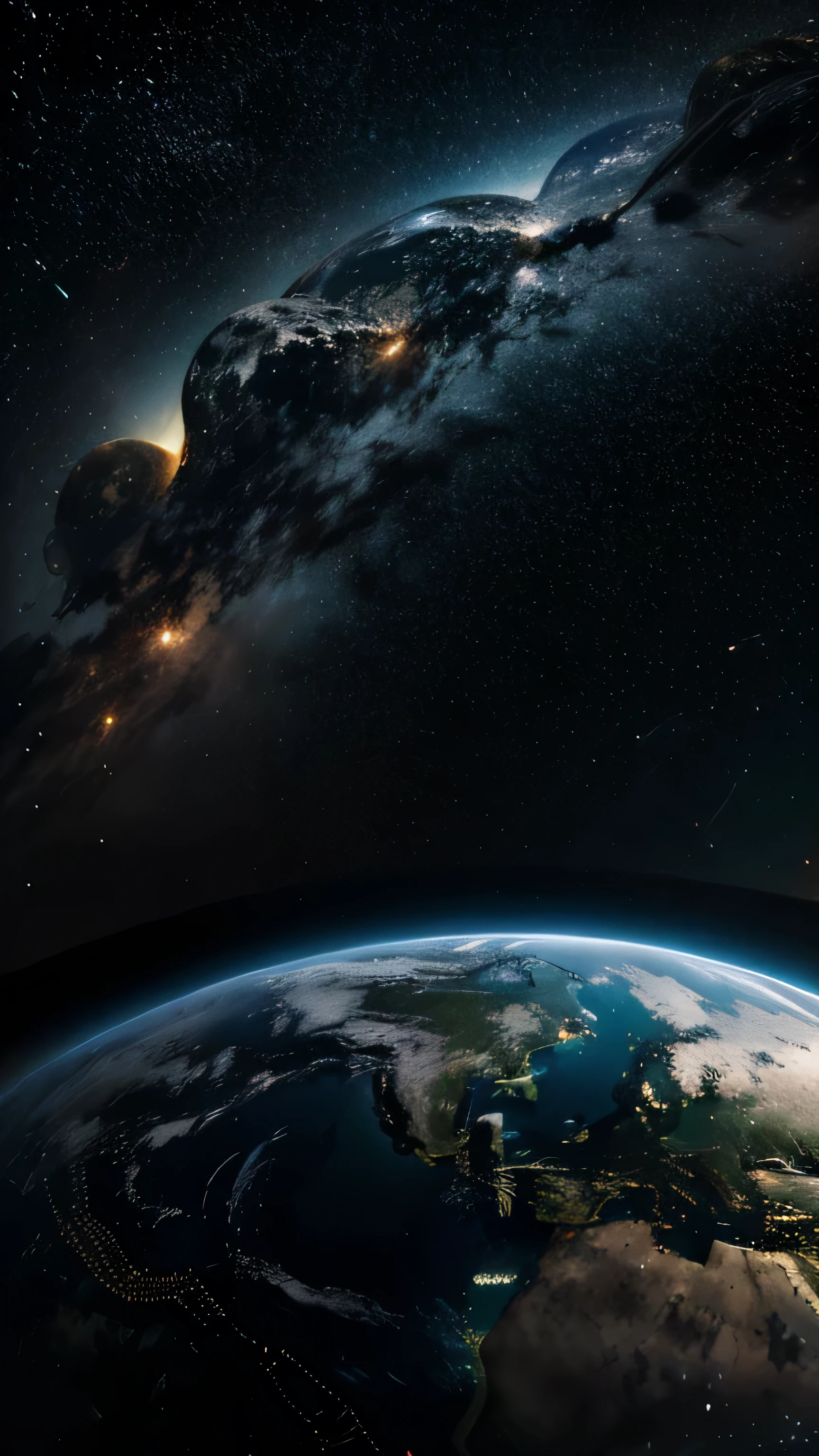 Long phone wallpaper Planet Earth, half a beautiful planet Planet Earth with some stars at night  8k hdr