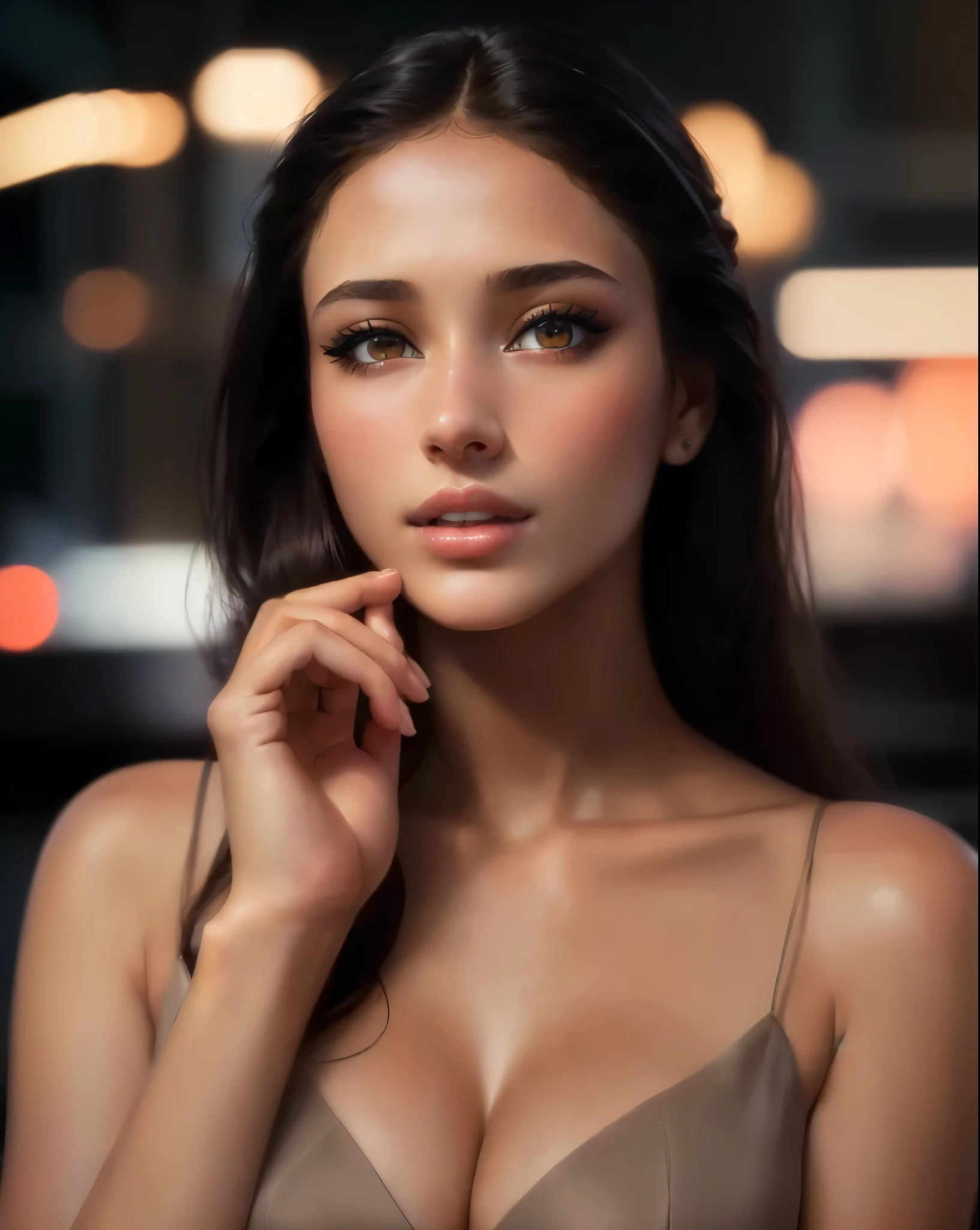 arafed woman in a tan dress posing for a picture, portrait of a beautiful model, portrait sophie mudd, photo of a beautiful woman, medium shot portrait, soft portrait shot 8 k, beautiful female model, attractive woman, beautiful young woman, gorgeous attractive face, a beautiful young woman, attractive girl, cute young woman, attractive beautiful face, gorgeous beautiful woman