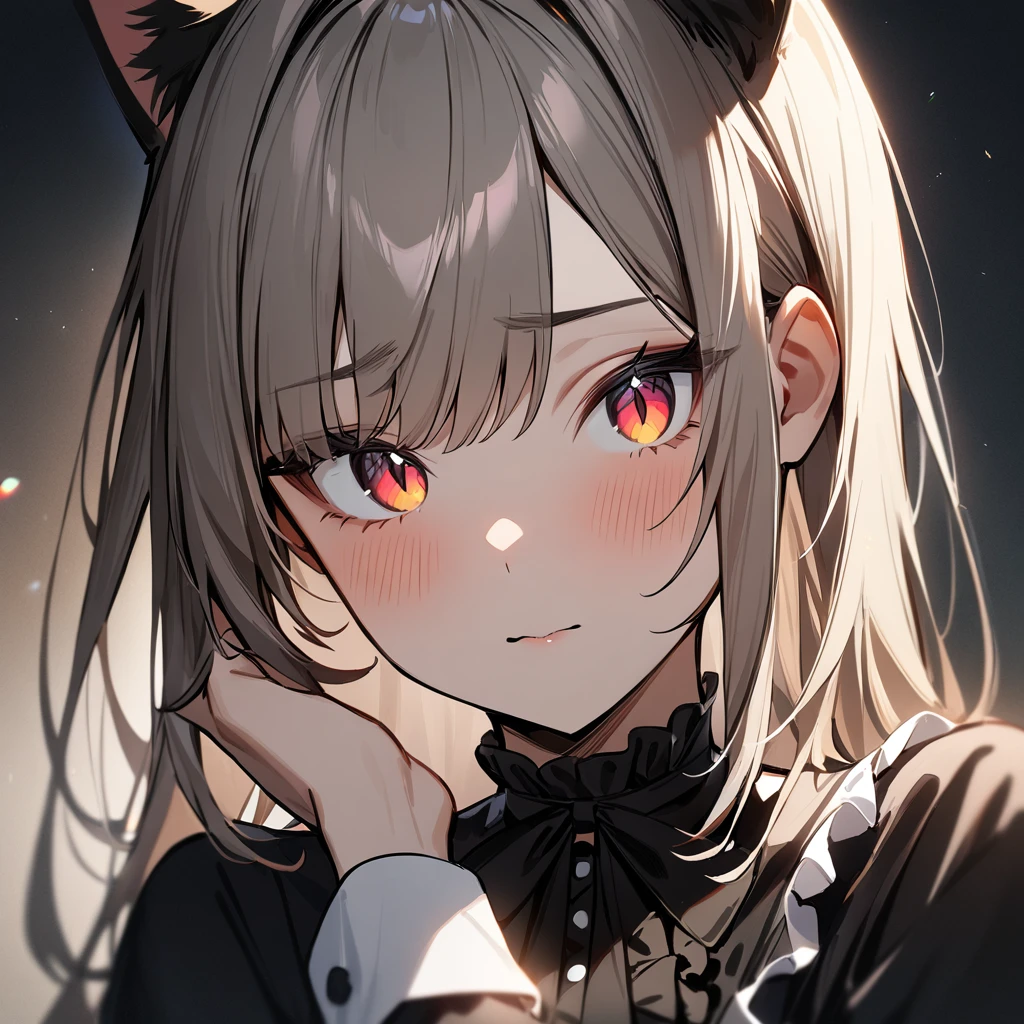 1girl,portrait,Cat ear,Slit pupil,masterpiece,best quality, very aesthetic,absurdres,highlight,center frills,cat ear