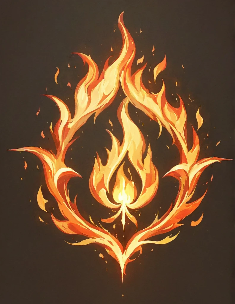 masterpiece, best quality, official art, painting, 2D fire symbol, medieval fantasy art style, simple light  background, 8k, zoomed out