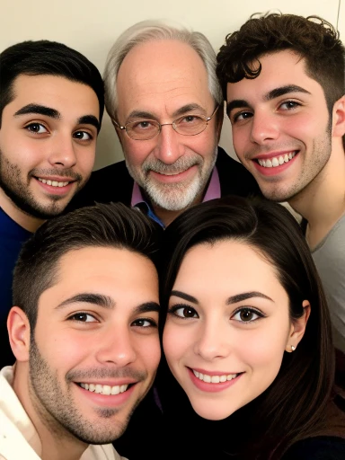 photo with color group of   jew Abrams man friends gathered, photo on characters face, photo with color.