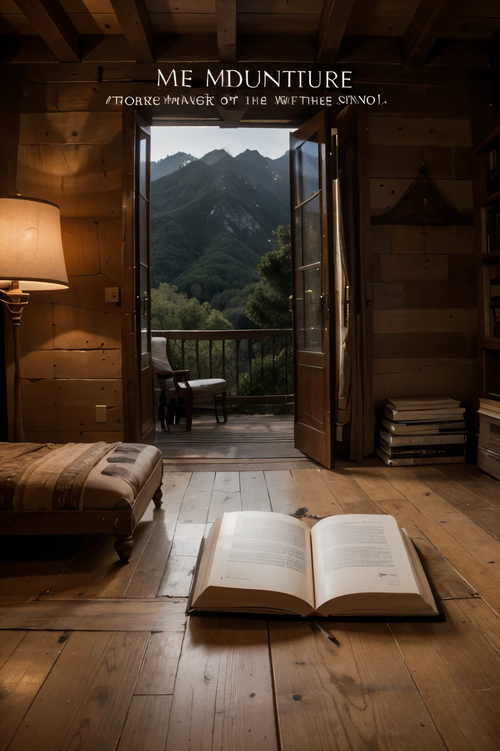 The Adventure in the Mountain Mansion"
make a book cover about this title