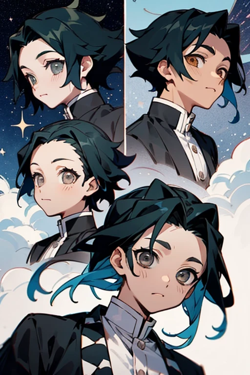 create a kimetsu no yaiba character, following these characteristics
Black hair, dark brown eyes, Breath of the Stars
MEN