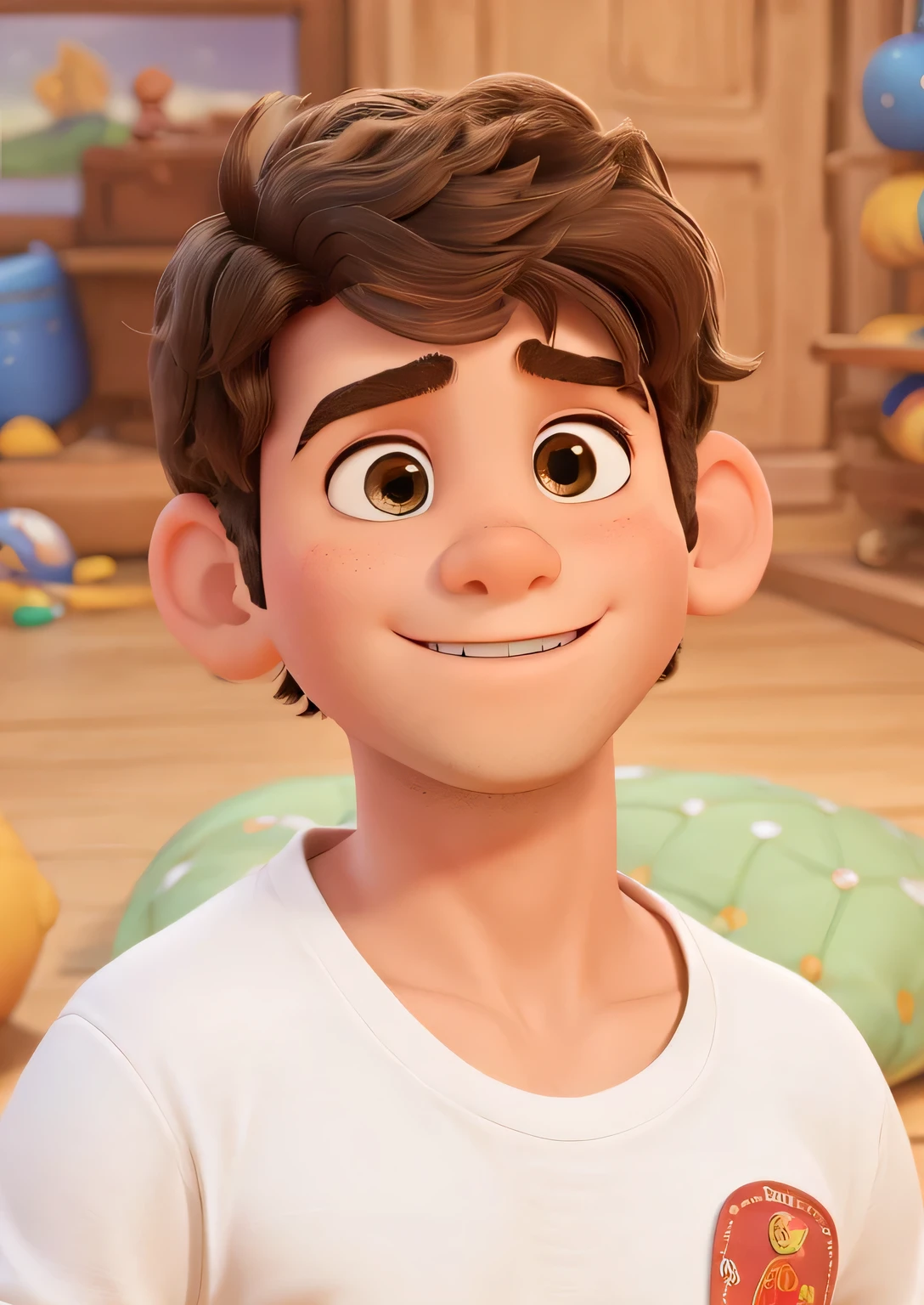 um menino de 3 anos estilo disney pixar, alta qualidade, melhor qualidade