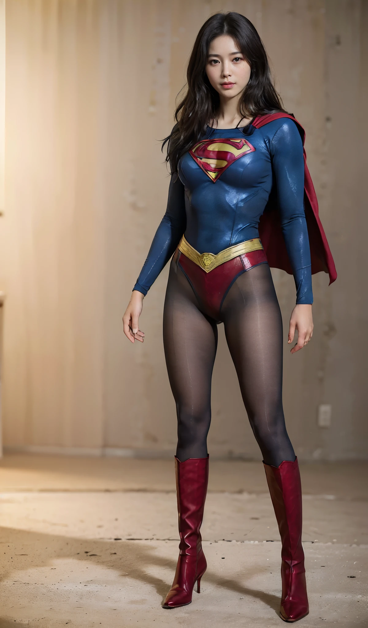 No background、(((Beautiful legs in black tights.)))、(((Legally express the beauty of your smile)))、((((Make the most of your original images)))、(((Body-hugging Supergirl costume)))、(((Supergirl Costume)))、(((Beautiful short hair)))、(((She is winking cutely.)))、(((Please wear black tights....、Wear red boots)))、((Best image quality、8k))、((highest quality、8k、masterpiece:1.3))、(((Preserve background )))、Sharp focus:1.2、Beautiful woman with perfect figure:1.4、Slim Abs:1.2、Wet body:1.5、Highly detailed face and skin texture、8k