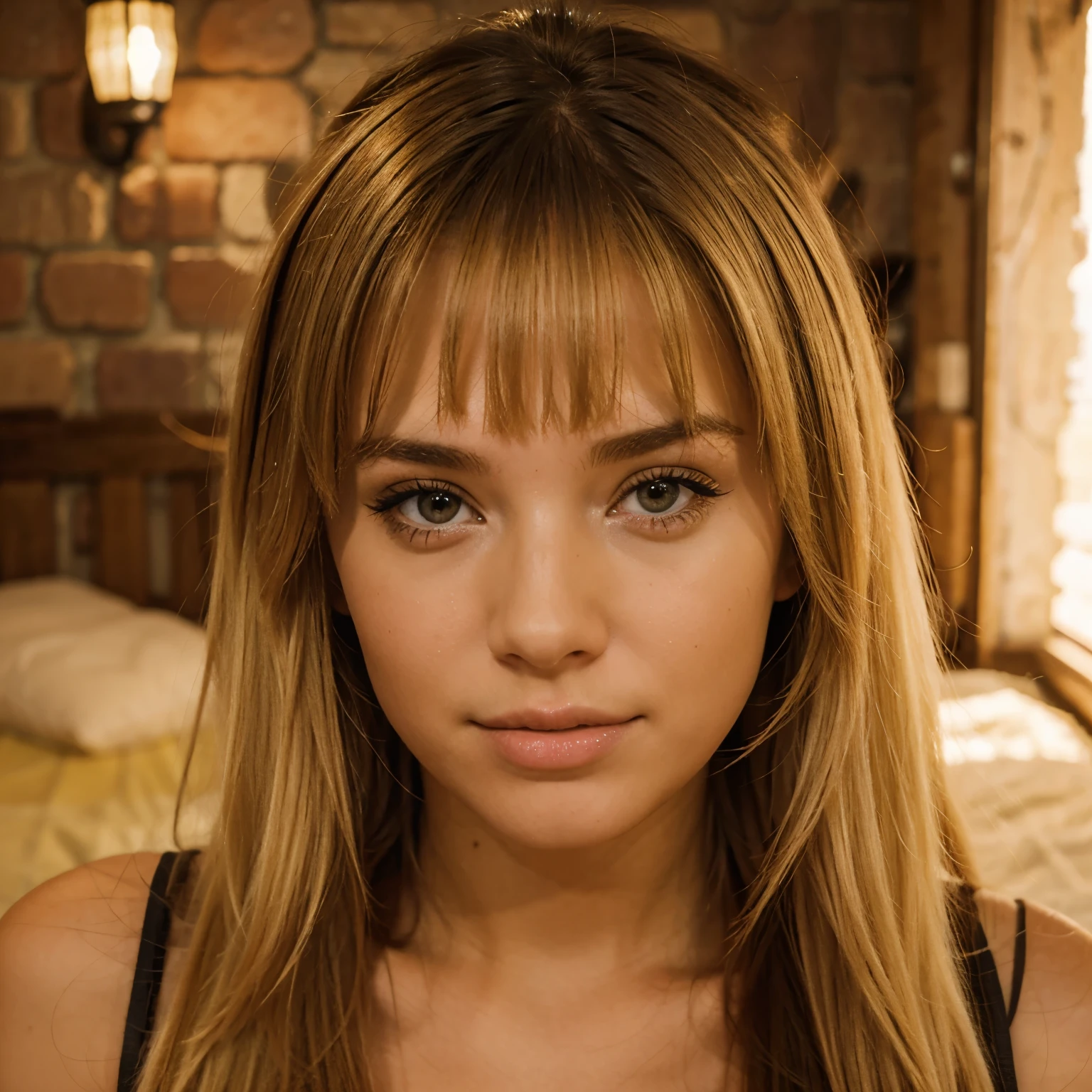 Una chica muy guapa rubia en poca topa 