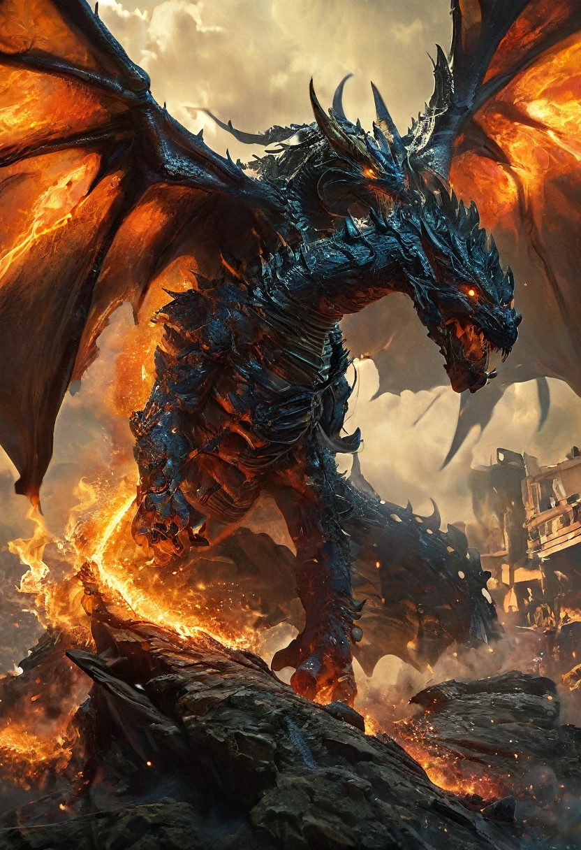 (highest quality,4K,8k,High resolution,masterpiece:1.2), Super detailed, (Realistic,photoRealistic,photo-Realistic:1.37), black creature, Otherworldly, Lovecraft, Chitinous Skin, Bioluminescence Pattern, Dark color palette, Spooky lighting.(Browsing Caution:1.4), black, red, orange, 非常に長く鋭いredい爪, Big Claws, Her body is bioluminescent. Moisturized Skin, (Extremely detailed and intricate skin patterns:1.2), (Translucent chitinous exoskeleton:1.3), (Very small waist:1.4), (Destroyed Anatomy:1.5), violent, erotic,Dragon King:２.０,The Birth of the Demon King,