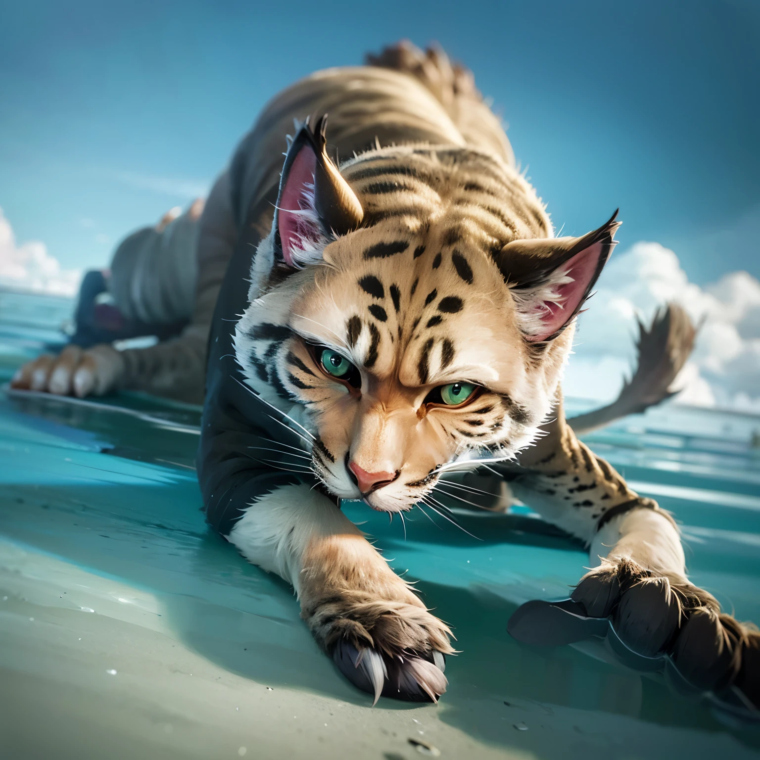 a huemul with a drawing on a table, a lynx with a PC, a chungungo, (best quality,4k,8k,highres,masterpiece:1.2),ultra-detailed,(realistic,photorealistic,photo-realistic:1.37),digital art, logo design, minimalist, clean, sleek, crisp, elegant, sophisticated, stylish, modern, dynamic, creative, conceptual, abstract, geometric shapes, wildlife, nature, technology, corporate branding