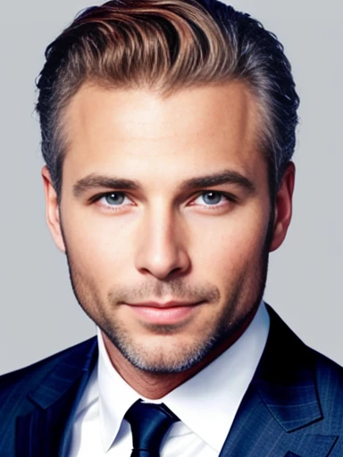 a handsome Abramovitz on characters face, photo with color.
