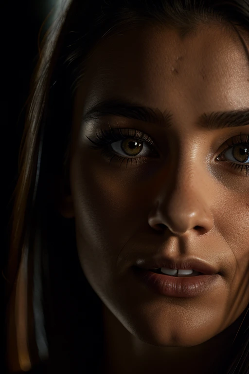 (close-up, editorial photograph of a 21 year old woman), (highly detailed face:1.4) (smile:0.7) (background inside dark, moody, private study:1.3) POV, by lee jeffries, nikon d850, film stock photograph ,4 kodak portra 400 ,camera f1.6 lens ,rich colors ,hyper realistic ,lifelike texture, dramatic lighting , cinestill 800,