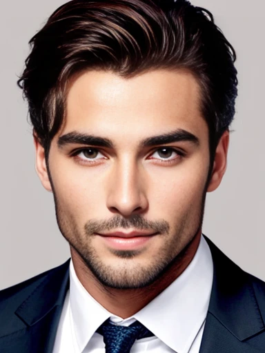 a handsome Italian heartthrob on characters face, photo with color.