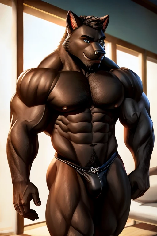 Furry black muscle male