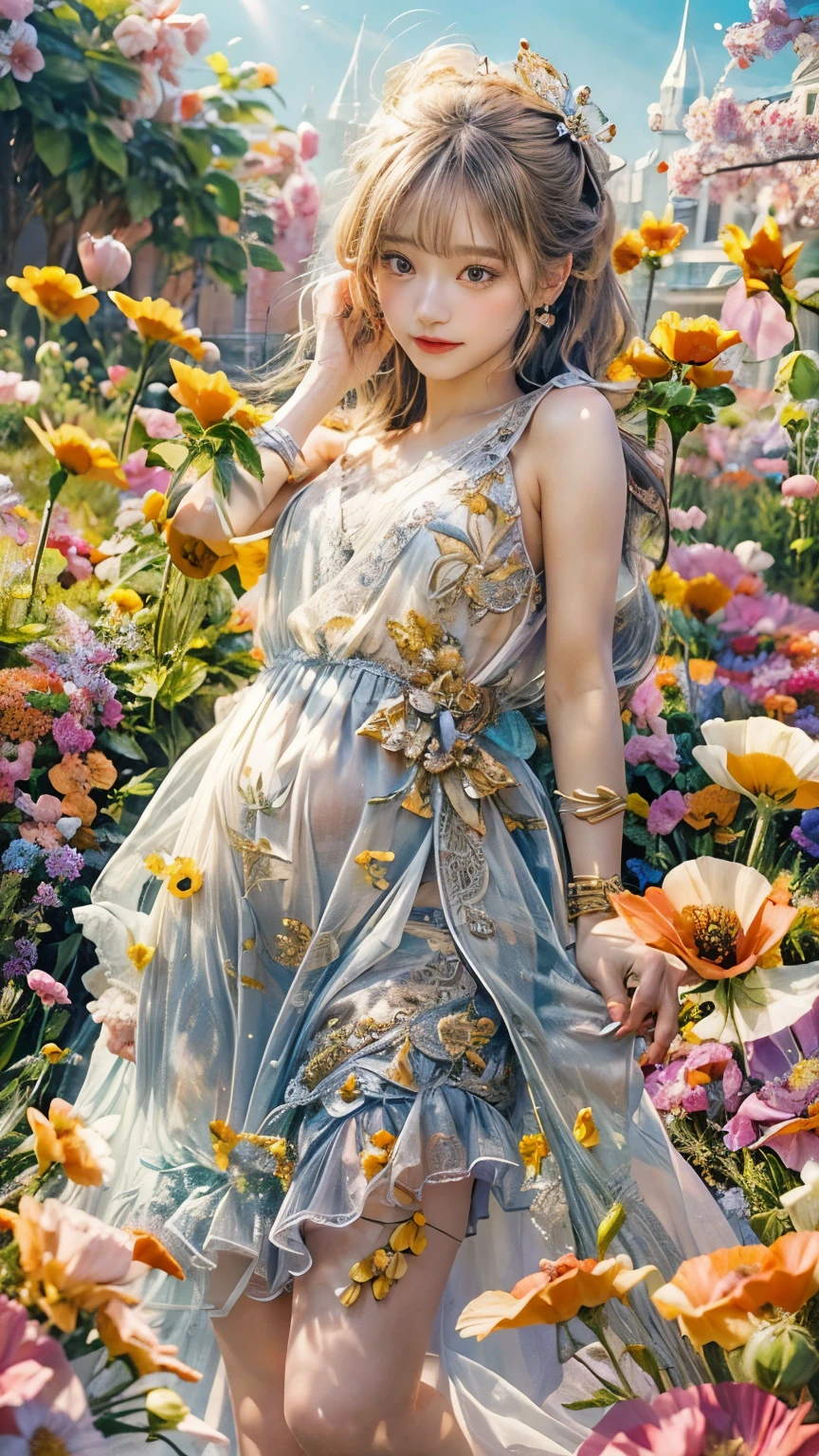 (highest quality,4K,8k,High resolution,masterpiece:1.2),ultra-detaileded,(highest quality,Realistic:1.2),Lovely lady,Poppy flower garden,Transparent yellow floral summer dress,sunset,play,joy,beauty,Harmony,Portraiture,Soft lighting,Vibrant colors, High resolution, 8k, Absurd, Cinestill 800, Sharp focus, addition_detailed:2, Ultra HD | | | ((Full Body Shot)) addition_detailed:2 (1 Female, alone)