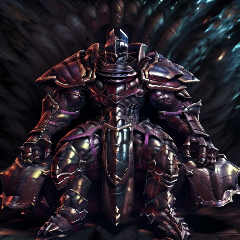 (masterpiece, best quality, detailed:1.2) (Pokémon) LUCARIO, detailed full body, a knight's mechanical armor, glowing wide and heavy armor, wears full body armor. massive muscles, huge pecs, chiseled abs, huge pectorals, exaggeratedly huge muscles. wearing a cloak. unusually developed muscular body big muscle, pecs, triceps, traps, waist narrow, unusually developed muscular body, Dark knight, BlackKnight_fe, The claws are sharp, Sharp teeth, He wears a black cloak on his back. sitting on the throne,