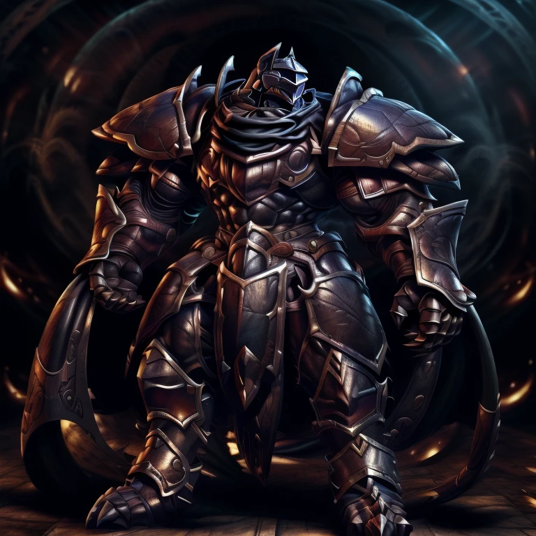 (masterpiece, best quality, detailed:1.2) (Pokémon) LUCARIO, detailed full body, a knight's mechanical armor, glowing wide and heavy armor, wears full body armor. massive muscles, huge pecs, chiseled abs, huge pectorals, exaggeratedly huge muscles. wearing a cloak. unusually developed muscular body big muscle, pecs, triceps, traps, waist narrow, unusually developed muscular body, Dark knight, BlackKnight_fe, The claws are sharp, Sharp teeth, He wears a black cloak on his back.