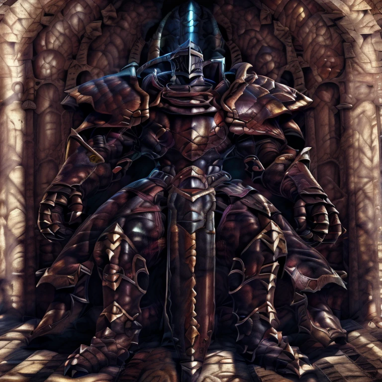 (masterpiece, best quality, detailed:1.2) (Pokémon) LUCARIO, detailed full body, a knight's mechanical armor, glowing wide and heavy armor, wears full body armor. massive muscles, huge pecs, chiseled abs, huge pectorals, exaggeratedly huge muscles. wearing a cloak. unusually developed muscular body big muscle, pecs, triceps, traps, waist narrow, unusually developed muscular body, Dark knight, BlackKnight_fe, The claws are sharp, Sharp teeth, He wears a black cloak on his back. sitting on the throne,
