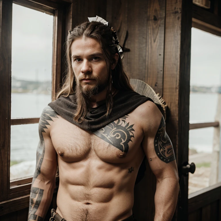 Viking hunter with bow tattoo