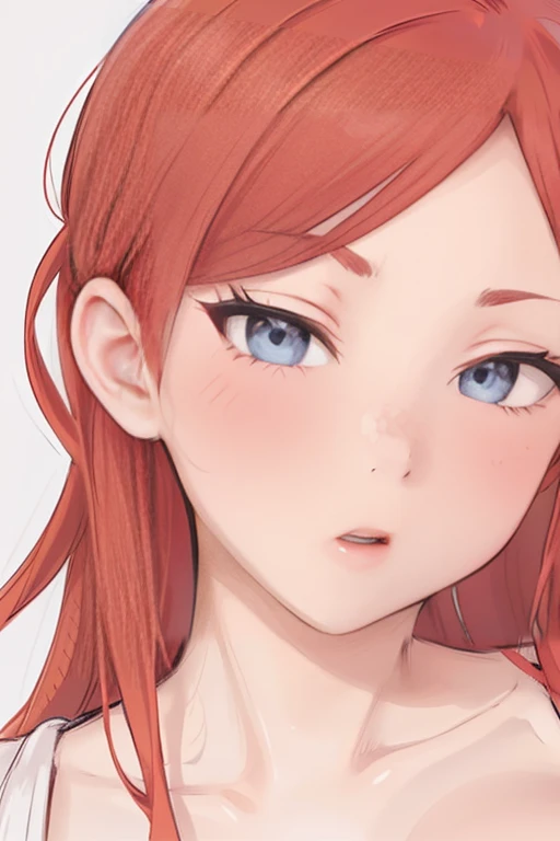 a beautiful detailed portrait of Kushina Uzumaki, extremely detailed facial features, beautiful eyes, lips, nose, long eyelashes, sensual and attractive expression, perfect skin, large breasts, masterpiece, 4k, high quality, realistic, photorealistic