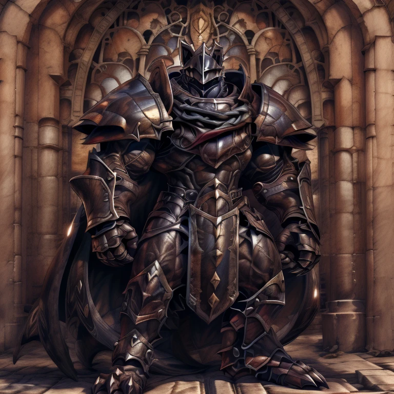 (masterpiece, best quality, detailed:1.2) (Pokémon) LUCARIO, detailed full body, a knight's mechanical armor, glowing wide and heavy armor, wears full body armor. massive muscles, huge pecs, chiseled abs, huge pectorals, exaggeratedly huge muscles. wearing a cloak. unusually developed muscular body big muscle, pecs, triceps, traps, waist narrow, unusually developed muscular body, Dark knight, BlackKnight_fe, The claws are sharp, Sharp teeth, He wears a black cloak on his back.