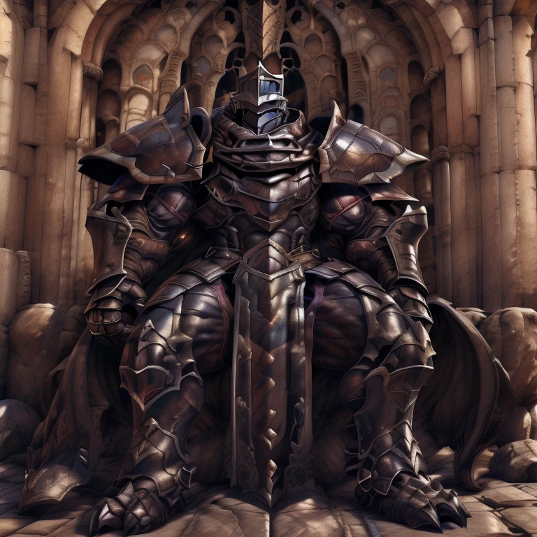 (masterpiece, best quality, detailed:1.2) (Pokémon) LUCARIO, detailed full body, a knight's mechanical armor, glowing wide and heavy armor, wears full body armor. massive muscles, huge pecs, chiseled abs, huge pectorals, exaggeratedly huge muscles. wearing a cloak. unusually developed muscular body big muscle, pecs, triceps, traps, waist narrow, unusually developed muscular body, Dark knight, BlackKnight_fe, The claws are sharp, Sharp teeth, He wears a black cloak on his back. sitting on the throne, gigantic muscles