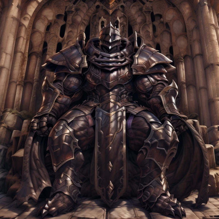 (masterpiece, best quality, detailed:1.2) (Pokémon) LUCARIO, detailed full body, a knight's mechanical armor, glowing wide and heavy armor, wears full body armor. massive muscles, huge pecs, chiseled abs, huge pectorals, exaggeratedly huge muscles. wearing a cloak. unusually developed muscular body big muscle, pecs, triceps, traps, waist narrow, unusually developed muscular body, Dark knight, BlackKnight_fe, The claws are sharp, Sharp teeth, He wears a black cloak on his back. sitting on the throne, gigantic muscles