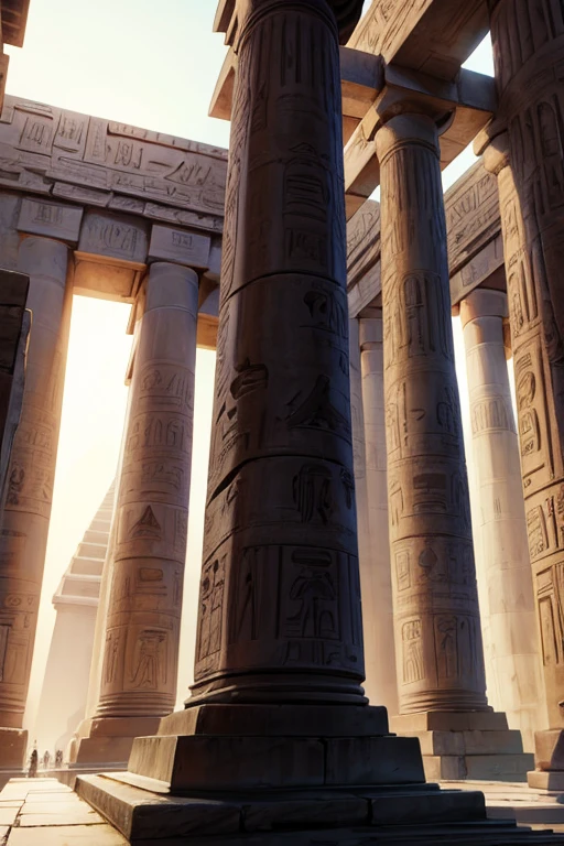 egyptian temple with pyramids background